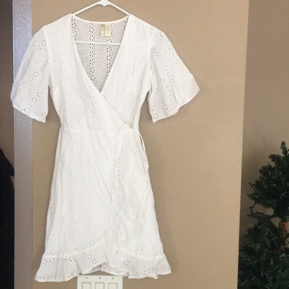 White cotton wrap dress